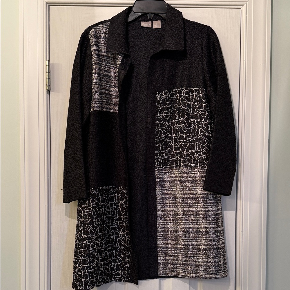 Chico's Black and Gray Patterned Jacket